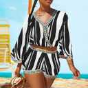 LalaLin Women's 2 Piece Beach Outfits Floral Print (Black, S)