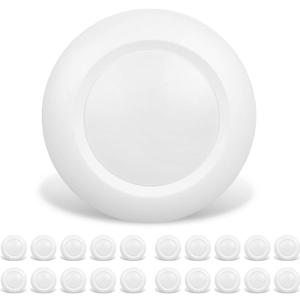 20 Packs 4 Inch LED Low Profile Recessed & Surface Mount Disk Light, Round, 10W, >600 Lumens, 3000K Warm White, CRI80, DOB Design, Dimmable, ETL Listed, White