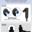 90 Degree Optical Cable for Soundbar to TV, Dual Right Angled Toslink Plug Digital Optical Spdif Audio Cable for Home Cinema, Stereo System (3m / 9.84ft)