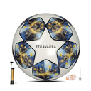 Soccer Ball Size 5,Waterproof PU Leather,Official Match Ball (White Grey)