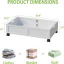 2 Pack Bamboo Under Bed Storage Containers with Wheels, White