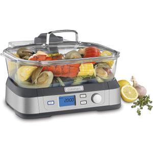 Cuisinart Cookfresh Digital Glass Food Steamer for Cooking, 5-Liter Vegetable Steamer with 5 Pre-Programmed Settings, Keep Warm Function, Audible Alert, Dishwasher-Safe Pot, STM-1000, Stainless Steel