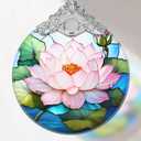 Lotus Stained Glass Ornament - Christmas Tree Decorations, Lotus Ornaments for Christmas Tree, Holiday Presents
