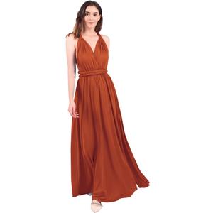 Women Transformer Hi Low Evening Long Prom Dress Halter Convertible Multi Way Spaghetti Strap Wedding Cocktail Maxi Gown (Orange, S)