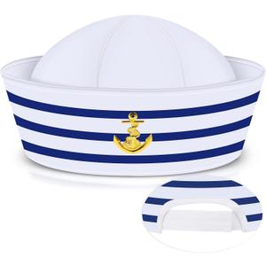 Syhood Sailor Hat White Sailor Captain Cap for Men Women Kids Adult Halloween Cosplay Costume Accessories