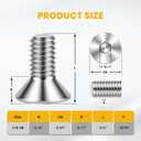 1/4-20 x 3/4" Flat Head Socket Cap Screws Countersunk Bolts, Allen Socket Drive, 304 Stainless Steel 18-8, Bright Finish, Pack of 50