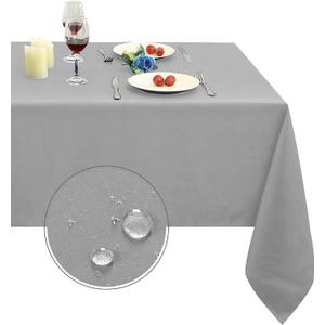 Obstal Rectangle Table Cloth, Oil-Proof Spill-Proof and Water Resistance Microfiber Tablecloth, Decorative Fabric Table Cover for Outdoor and Indoor Use (54x78 Inch, Silver)
