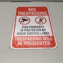 2 Pack Large No Trespassing Signs - Property Is Protected By Video Surveillance, 18x12 Inch Trespassing Be Prosecuted Reflective Rust-Free Aluminum,Weatherproof & Fade Resistant for Home, Business