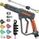 High Pressure Washer Gun with Swivel Ends, Power Washer Gun with M22 14mm & 15mm Fitting, 3/8" Swivel USA-NPT Thread, 7 Nozzle Tips, Replacement Extension Wand - 3600PSI/5.5 GPM