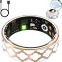 Smart Ring for Women, Fitness Tracker Ring with Heart Rate, Blood Oxygen, Blood Pressure, Sleep Tracker, Step Tracker (Gold, 8#)