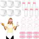 6 Sets Bottle Chug Baby Shower Games Plastic Baby Bottles Bibs Eye Mask Disposable Diapers Gender Reveal Games Baby Changing Diaper Race Game Decorations (Pink)