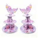 CozyWeave Cupcake Stand,Mermaid 3 Tier Paper Dessert Round Cake Stand Tower Cupcake Stand Disposable
