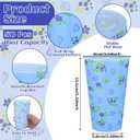 LemonRoad 25 Pcs Beach Coastal Plastic Cups 16 oz White and Blue Cups for Amalfi Coast Party Supplies Hawaiian Tropical Pool Beach Birthday Party Decor Seaside Shower Centerpiece