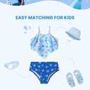 Disney Frozen Elsa Stitch Moana Toddler Girls Two Pieces Ruffle Strap Bikini Top and Bottom Set Beach Swimsuit (Blue)