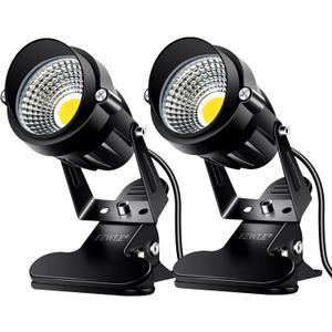 FZWLE Spot Lights Clamp Indoor Spotlights, 7W Clip on Lights Daylight White Uplights with 6FT Cord and Switch for Trade Show, Workshop, Billboard, Desk Lighting (2 Pack)