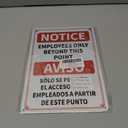 2 Pack Employees Only Beyond This Point Sign Bilingual, 10" x 7" Reflective Aluminum, Rustproof, UV Protected, Weatherproof, Staff Only Sign for Doors, Work Areas