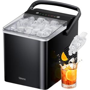 Silonn Ice Maker Countertop, Portable Ice Machine with Carry Handle, Self Cleaning Ice Makers with 1.8 L Water Tank and Big Ice Basket, 9 Cubes in 6 Mins, Ideal for Home Kitchen RV