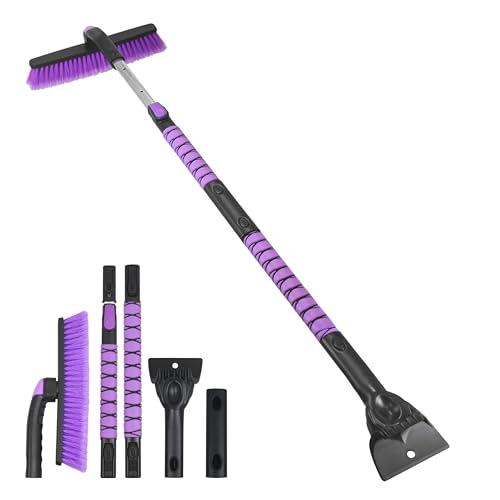 Gardzen 57" Extendable Snow Brush with Ice Scraper for Car Windshield, 2-in-1 Rotating Head Snow Remover for SUV, Truck, and Car