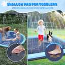 107"x 67" Splash Pad for Dogs, Non-Slip, Rantangle Splash Pad for Kids Ages 4-8, Large Splash Pads for Toddlers 1-3, Dog Sprinkler Shallow Pool, Outdoor Water Toys for Backyard, Teal