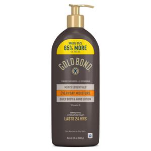 Gold Bond Men's Essentials Everyday Moisture Daily Body & Hand Lotion with Vitamin C, Formulated for Men's Dry Skin, Value Size, 24 oz.