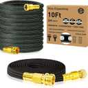 10FT Lightweight Garden Hose,Flexible Water Hose with Solid Brass Head,Kink-Free,Collapsible Hose,High Pressure Flat Water Hose for RV,Boat,Car Wash,Garden,Yard,Camper,Outdoor (Green-Black, 10 Feet)