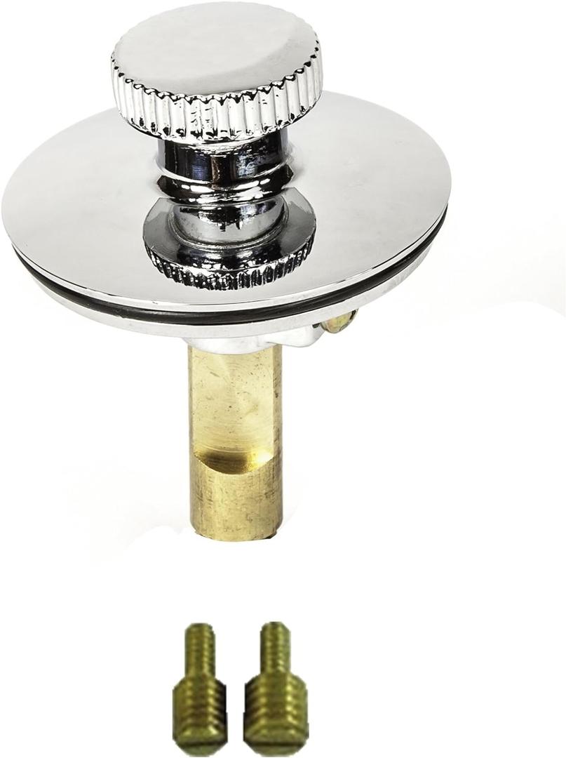 Universal Lift n Turn, (Twist Close) Bath Tub/Bathtub Drain Stopper Includes 3/8" and 5/16" Fittings (No Hair Catcher, Chrome)