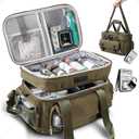 ARCFOX Medicine Storage Bag with Lock, Vintage Canvas Large Pill Bottle Organizer for Men, Double Layers Medication Storage with Portable Travel Pouch Shoulder Strap Handles, Army Green