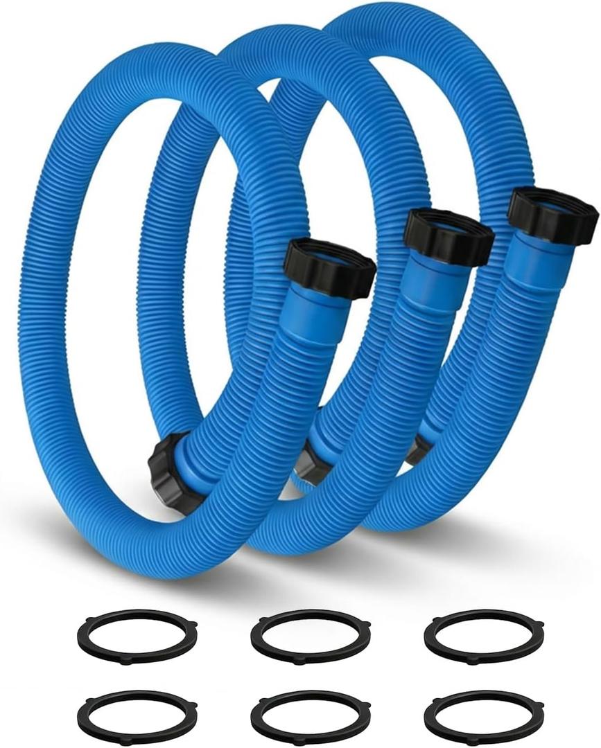 3 Pack 1.5" Pool Hose for Above Ground Pools 59" Long，Pool Pump Hose Filter Pumps Replacement Hose with Sealing Rings Fits for Intex Filters Pump, Saltwater Systems, Sand Filter