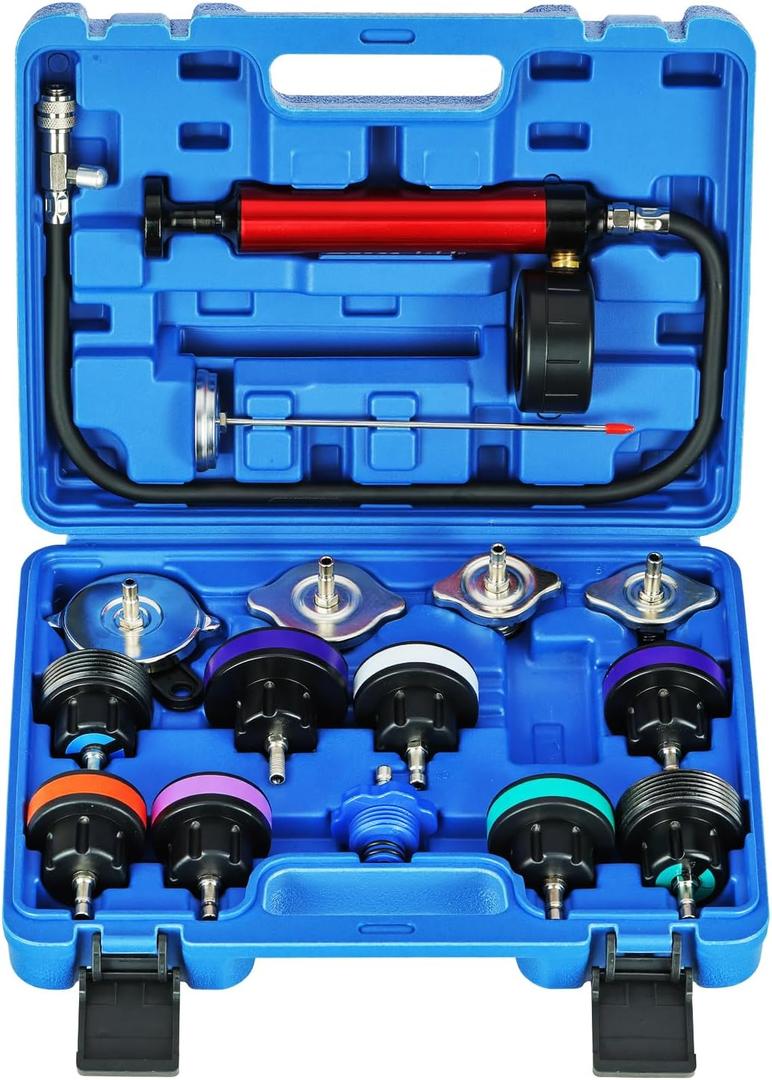 WNZ 15PC Coolant Pressure Tester Kit, Radiator Cooling System Pressure Tester Kit, Radiator Pressure Tester Kit