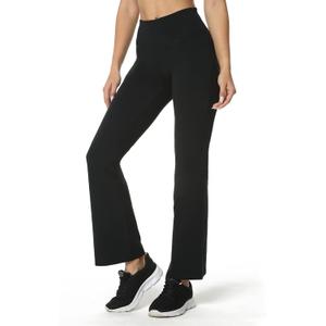 Houmous Inseam Women's Cotton Bootcut Pants Inner Pocket(Regular-31 Inseam-Black, 4 Pockets, XX-Large)