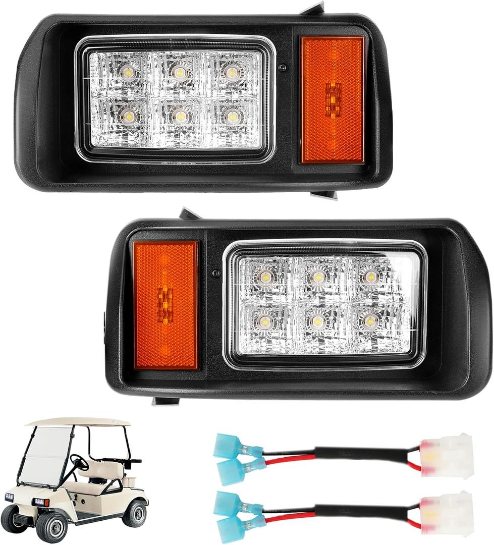 Panglong Club Car DS LED Headlight Kit with Adapter Wire, Factory Style LED Headlight Suitable for 1993-Up 12 Volt Club Car DS, Replace OEM 101988002 101988001
