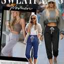Ficerd 3 Pcs Women's Capri Sweatpants Joggers Summer Casual Sports Cropped Lounge Pants High Waisted Athletic with Pockets (Black, M)