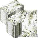 Seajan 200 Pcs Paper Guest Napkins Disposable Hand Towels for Bathroom Paper Disposable Guest Towels Napkins for Spring and Summer Wedding Bathroom Birthday Dinner Party(Green Eucalyptus Leaves)
