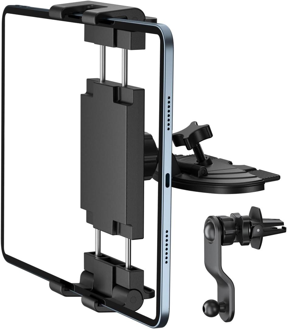 PLDHPRO iPad Holder for Car CD Slot, Adjustable Tablet Mount Air Vent Stand Compatible with 5.1'' -15.6'' Phone, iPad mini/Air/Pro, Galaxy Tab, Z Fold, Vehicle GPS Navigation Accessories