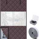 Nkiy Quen 3 Layer 63 x 39 Inch Visible Winter Insulated Window Cover,Oxford Thermal Insulated Window Blanket with Fastener,Brownish Red Window Insulation Kit for Winterizing Keeping Home Warm