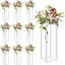 10Pc Tall Acrylic Vases Wedding Centerpieces for Tables - 20inch Clear Floral Stand Column Geometric Centerpiece Stands for Wedding Birthday Party Home Table Decorations