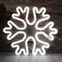 Snowflake Neon Signs Christmas Decorations, White Snowflake Shaped Lamp USB/Battery Operated Night Lights for Bedroom, Kids' Room, Nursery Room, Winter, Home Decor