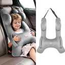 FLORICH Kids Travel Pillow, Car Sleeping Travel Pillow for Kids, Washable H-Shaped Pillow for Adults and Children to Support Head and Body for Road Trips Pillow for Car (Grey) (Normal)