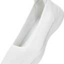 Women's Knit Slip On Walking Shoes - Comfort Ballet Flats with Rubber Sole & Arch Support (White)
