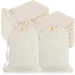 Dimeho 200 Pack Muslin Bags Cotton Drawstring Bags 4 x 3 Inches Canvas Linen Bag Reusable Sachet Bag Multipurpose Empty Gift Pouch for Tea Jewelry Wedding Party Home Supplies Favors Storage, 1 Count