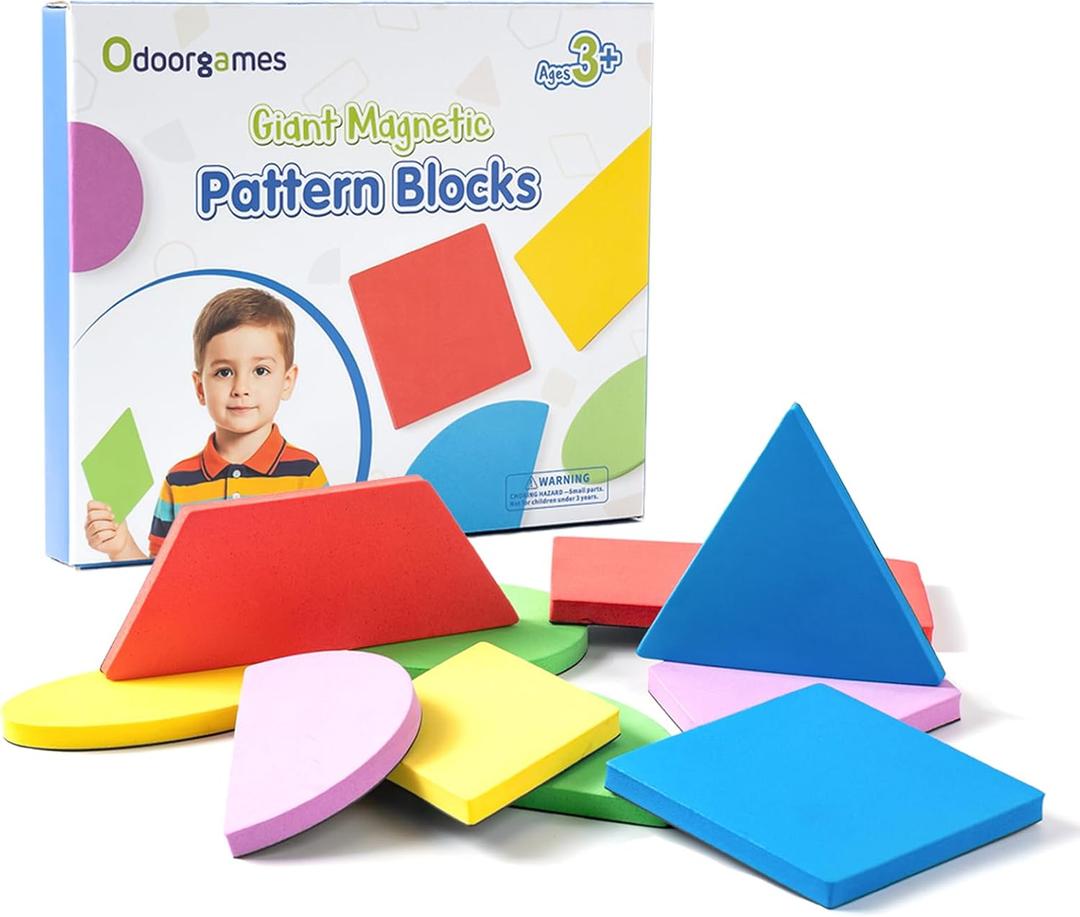 Odoorgames Large Shape Magnets - Magnetic Pattern Blocks- Magnetic Shapes for Whiteboard & Math Manipulatives
