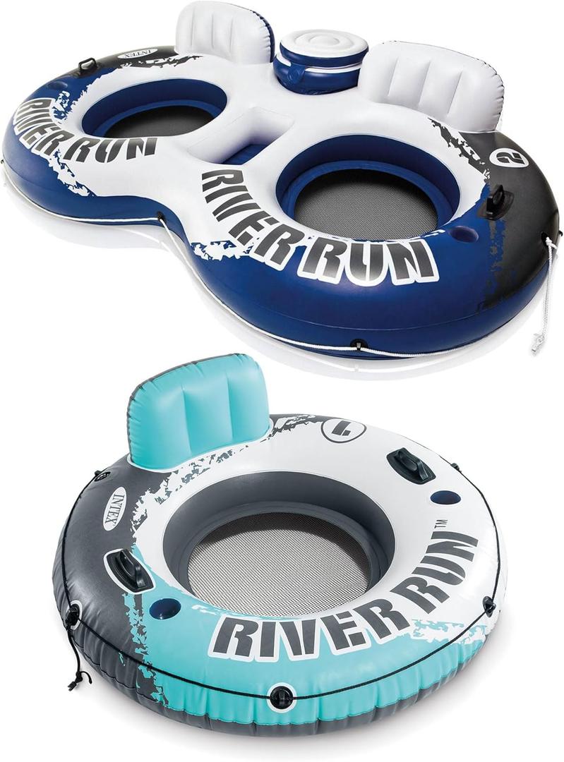 Intex 58837EP River Run Inflatable 2 Rider & Single Rider Inflatable Innertube Float with Built-in Cooler