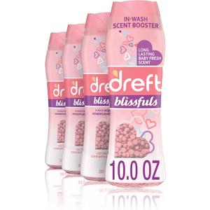 Dreft Blissfuls In-Wash Scent Booster Beads, Baby Fresh Scent, 10.0oz (Pack of 4)(Best Before 2027)