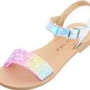 Girls Sandals Open Toe Summer Flats Dress Sandals Colorful US 13 Little Kid