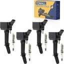 4PCS UF802 Ignition Coils + 4PCS 91970 Iridium Spark Plugs Ignition Coils Pack Fits for 2018-2020 Equinox, 2016-2019 Cruze, 2016-2020 Malibu, Coil Pack Set Aftermarket Parts