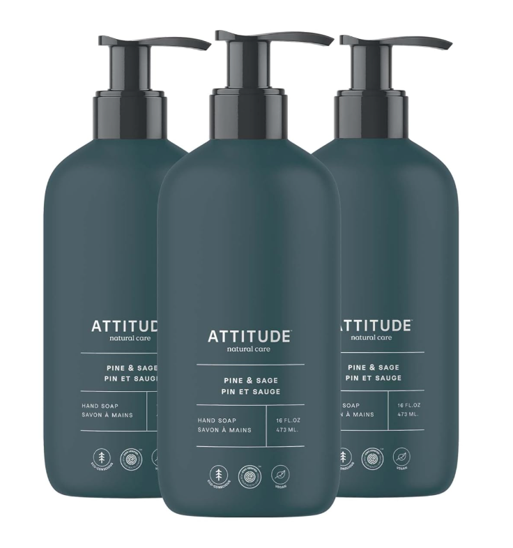 ATTITUDE Limited Edition Liquid Hand Soap, EWG Verified, Plant and MineralBased, Vegan Personal Care Products, Pine & Sage, 16 Fl Oz (Pack of 3)