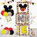 1st First Birthday Party Favors Balloon Boxes Supplies for Baby, 'ONE' Letters Balloon Arch Kit for Party Decorations, Boys 3Pcs Black Yellow Mouse Theme One Year Old Balloon Boxes with Letters