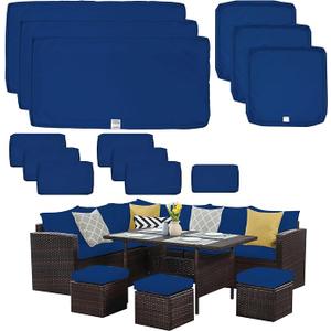 ClawsCover 13PACK PATIO FURNITURE SET CUSHION AND PILLOW COVERS (B-3361), Color Blue