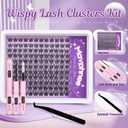 Wispy Lash Clusters Kit Natural Cluster Eyelash Extensions Kit DIY Lash Extensions Kit CC-Curly Clean Makeup 10-16MM Beginner-Friendly Lash Bond and Seal Kit 132Pcs