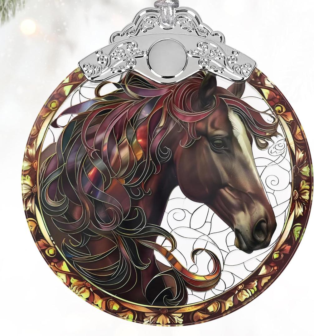 Stained Glass Ornaments, 2025 Christmas Ornament, Christmas Tree Ornament, Heirloom Keepsake, Gift Exchange, Gift Idea - Horse